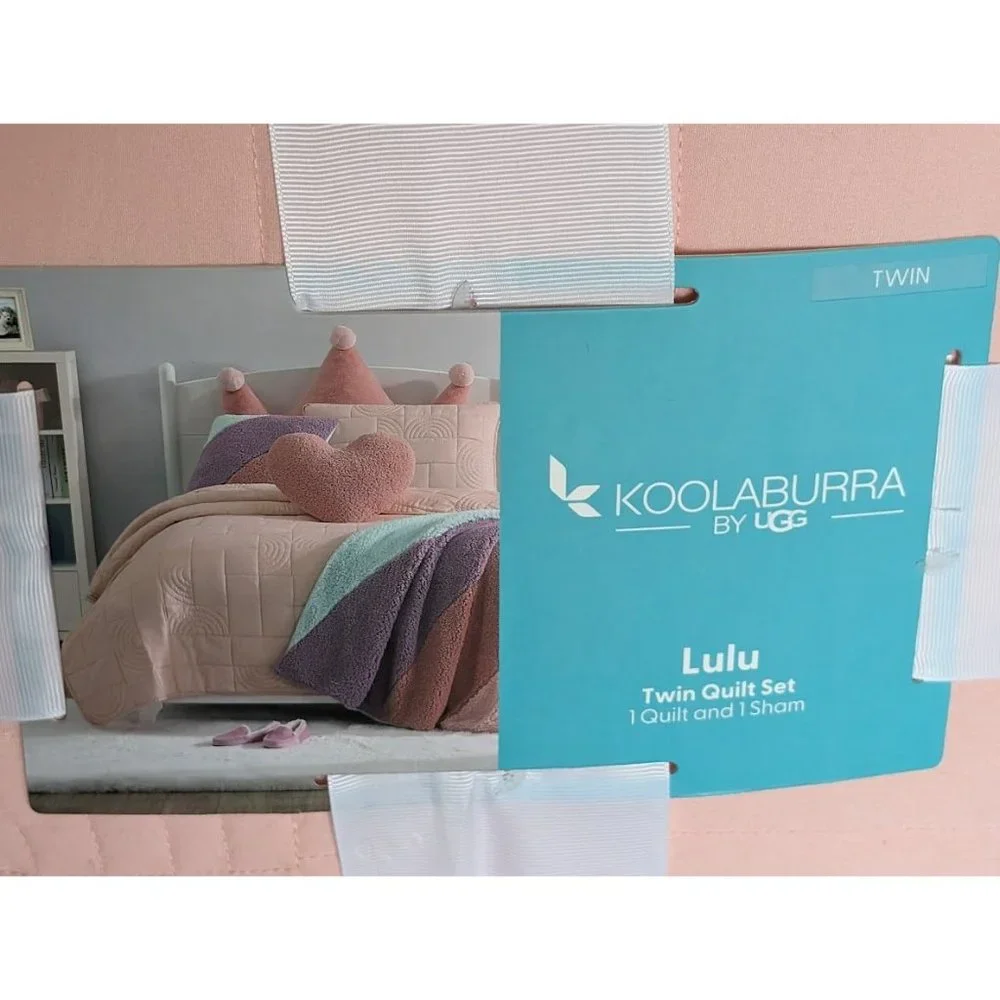 Koolaburra by Ugg LULU Twin Comforter Quilt Set‎ Sham PInk Kids Teens Modern NEW